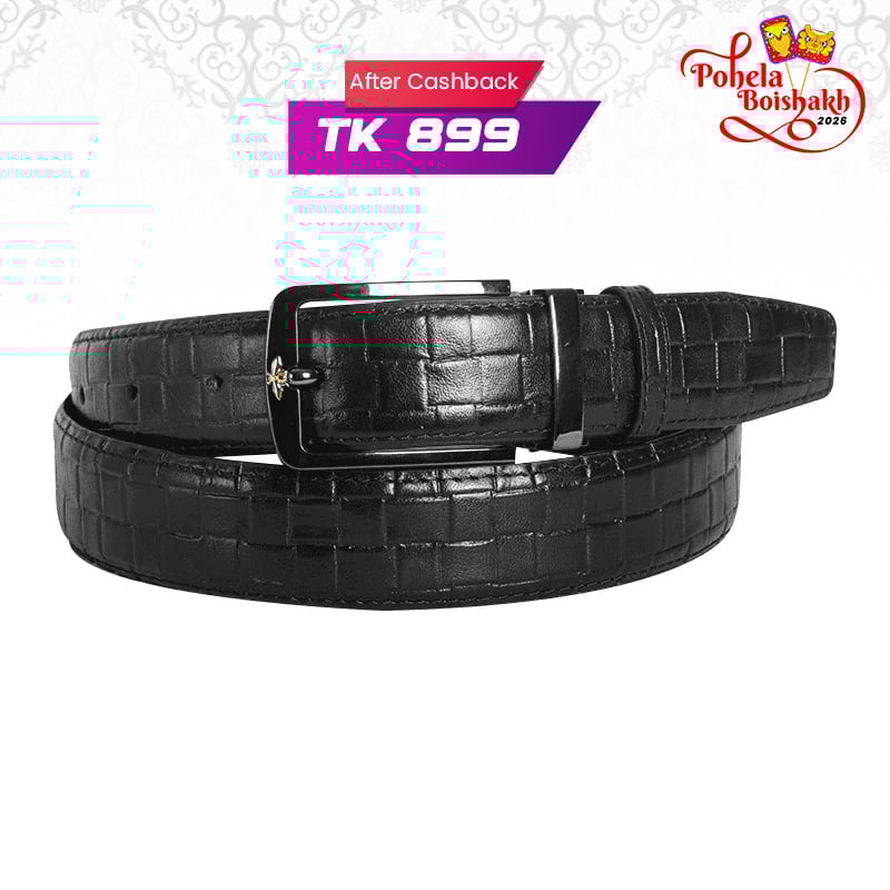 Black Woven-Texture Leather Belt For Men SB-B219