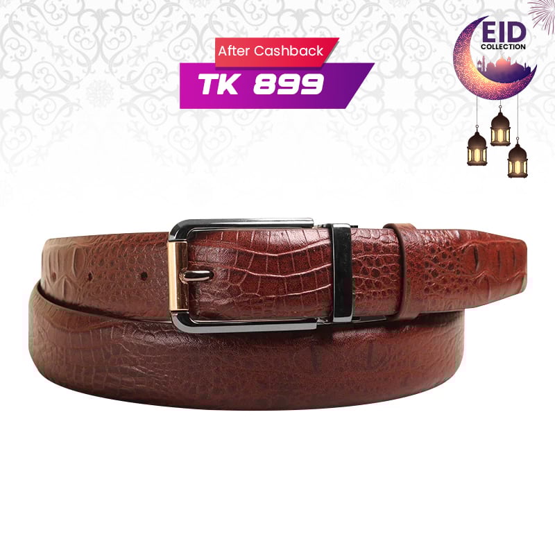 Brown Crocodile-Embossed Leather Belt For Men SB-B220