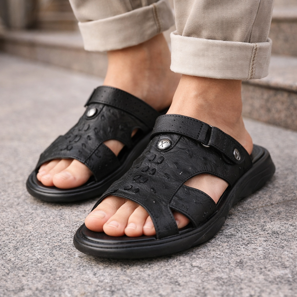 Textured Leather Sandal For Men SB-S1089