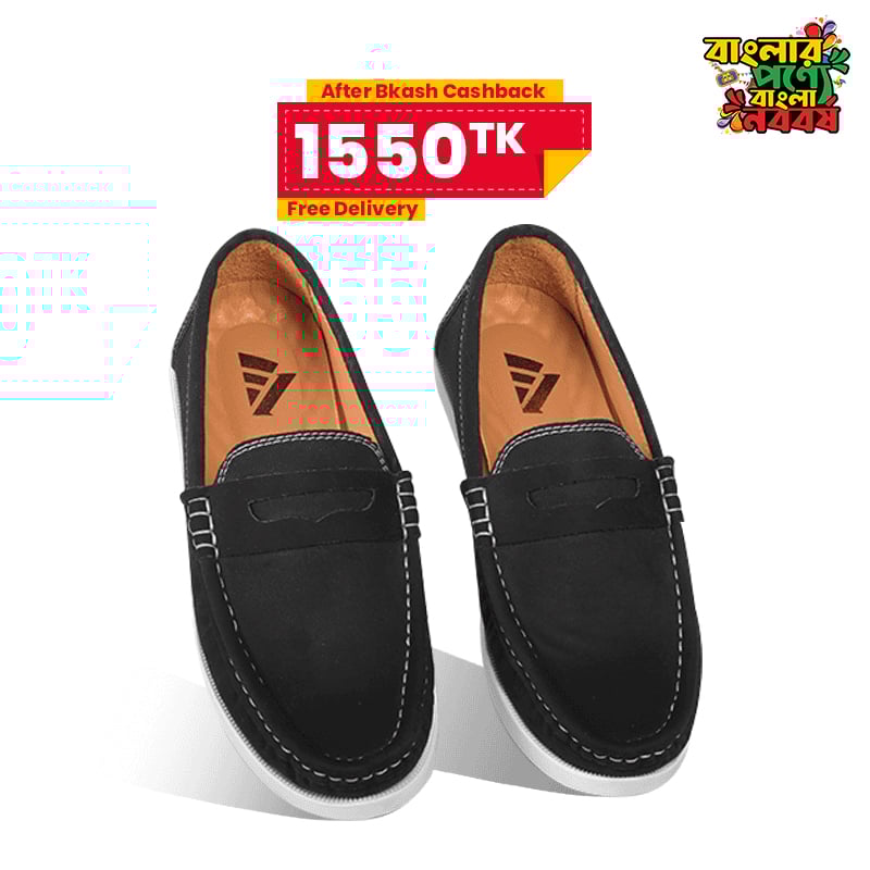 Monfia Classic Black Suede Loafer For Men-MF08