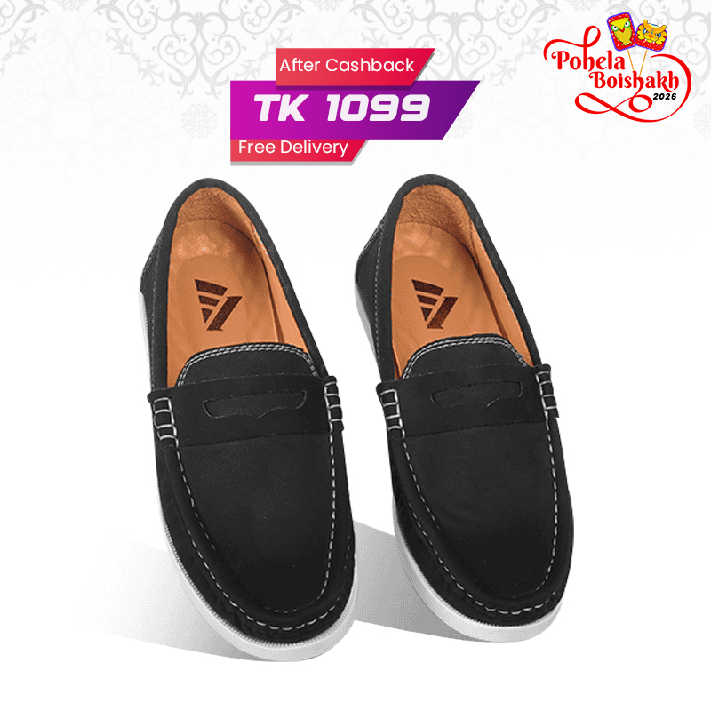 Monfia Classic Black Suede Loafer For Men-MF08