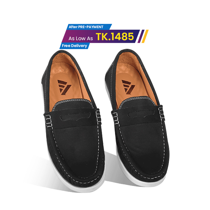 Monfia Classic Black Suede Loafer For Men-MF08