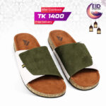 Olive Green And White Suede Slide Sandal For Men MF22