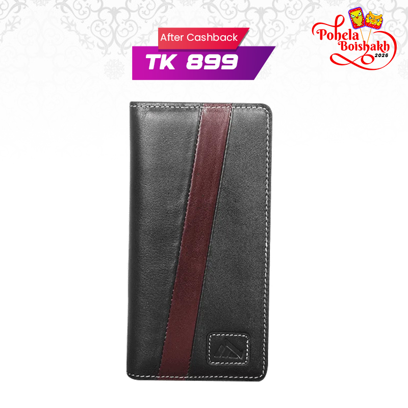 Handcrafted Maroon Streak Leather Long Wallet MFW04