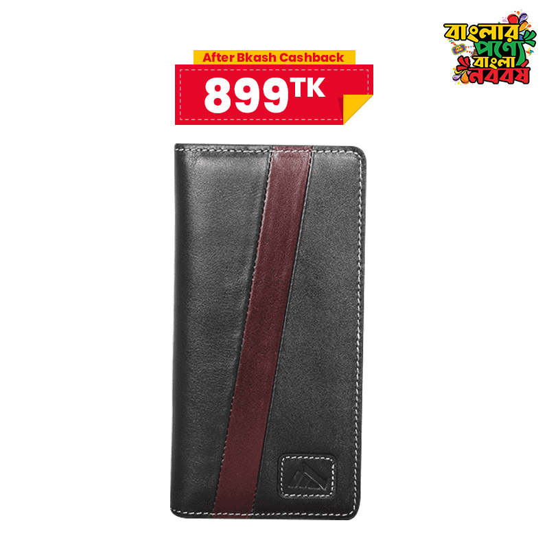 Handcrafted Maroon Streak Leather Long Wallet MFW04