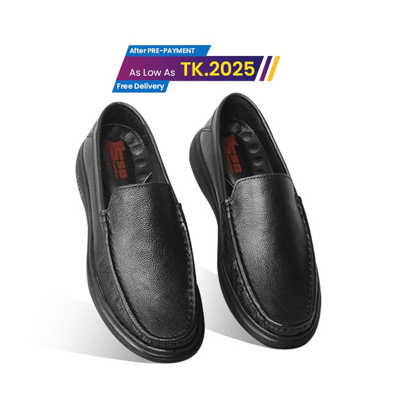Black Leather Casual Shoes For Men SB-S1009