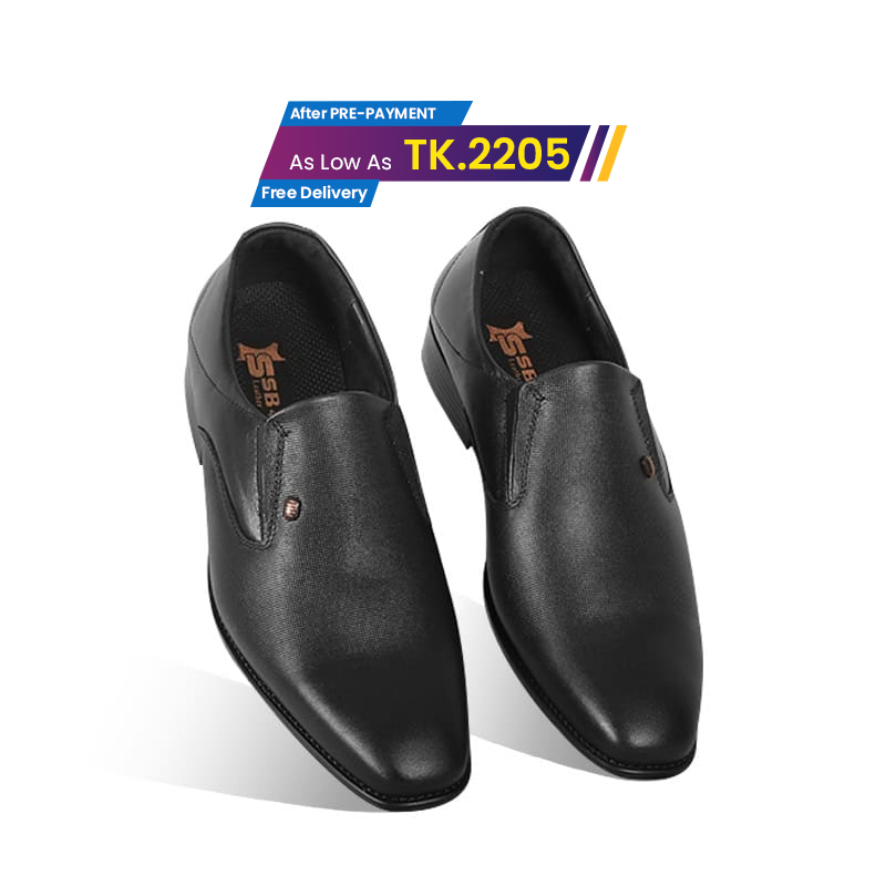 Black Textured Leather Formal Shoes For Men SB-S1011
