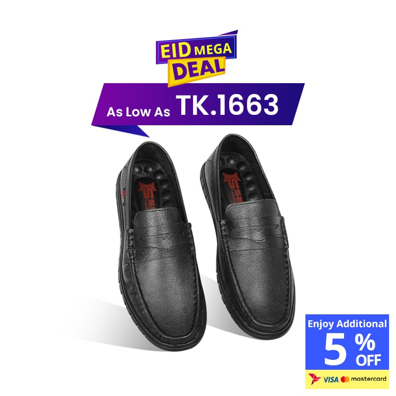 Black Leather Casual Shoes For Men SB-S1015