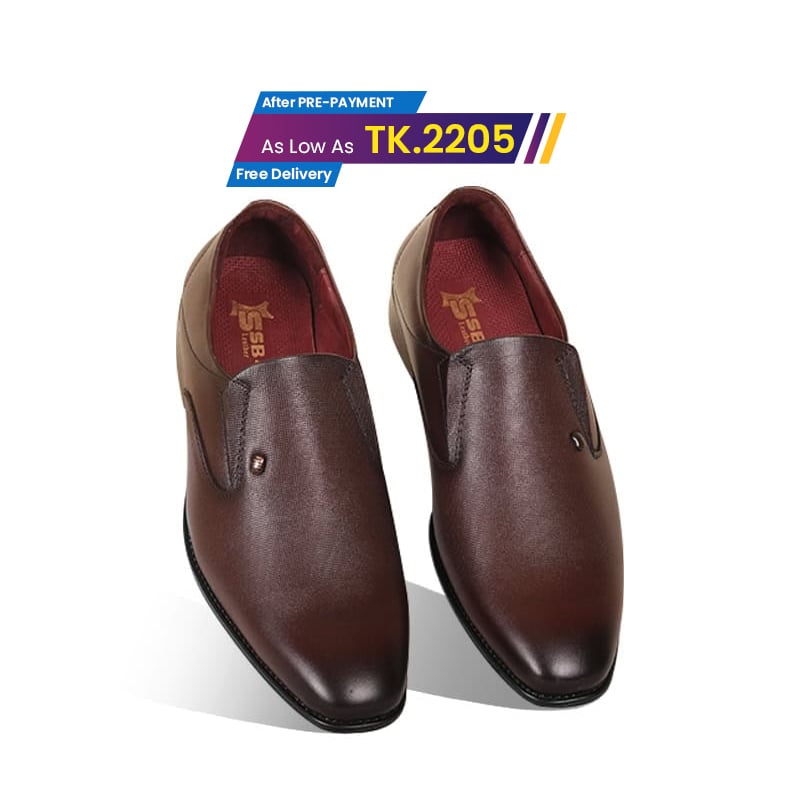 Chocolate Textured Leather Formal Shoes For Men SB-S1020