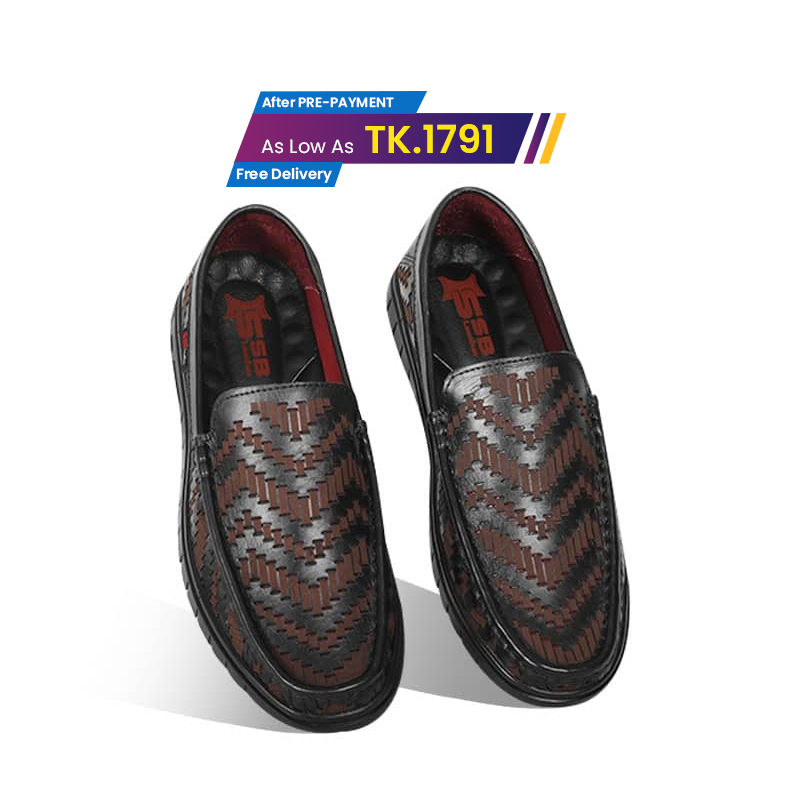Laser Cut Woven Design Leather Casual Shoes For Men SB-S1021