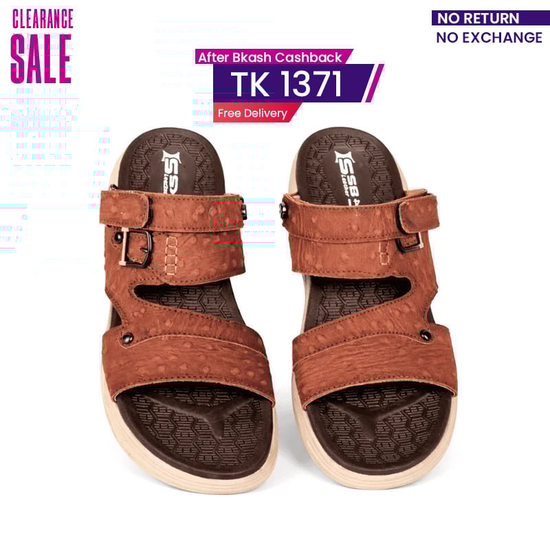 Textured Brown Leather Sandal For Men SB-S1046