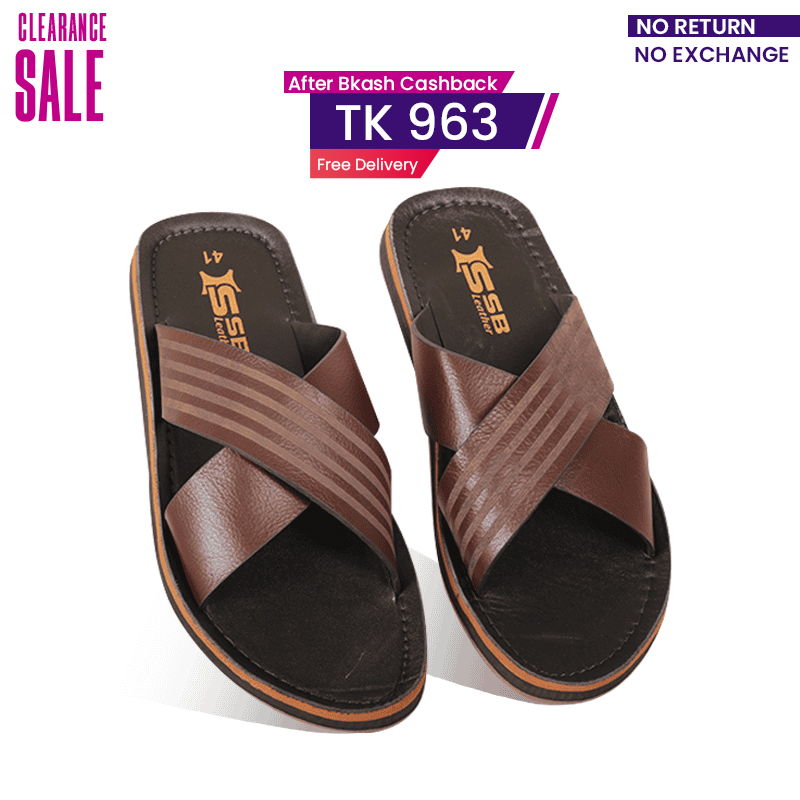 Cross-Strap Leather Sandal For Men SB-S1058