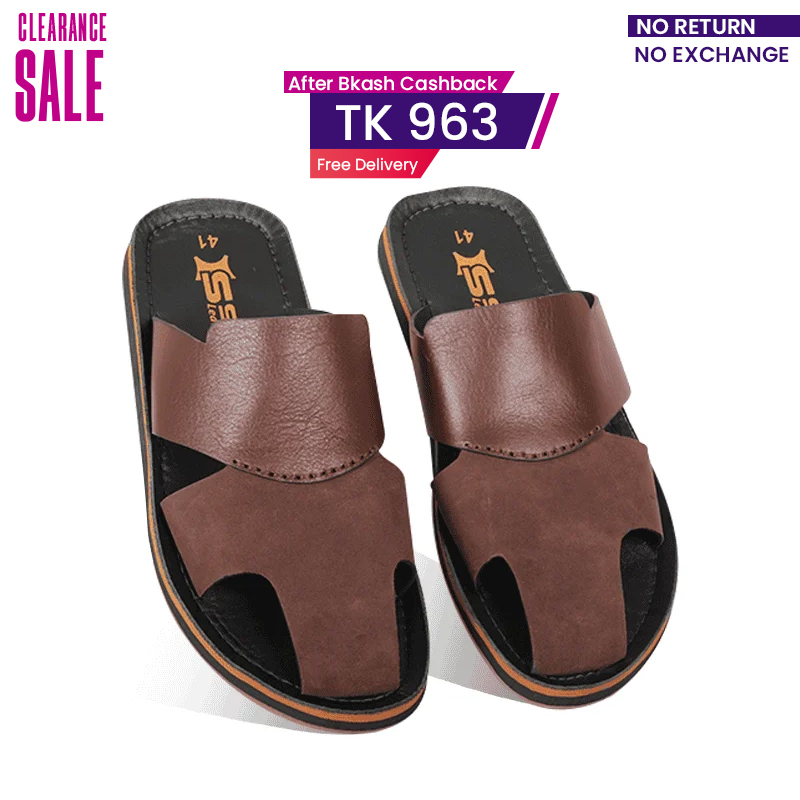 Chocolate Dual-Texture Leather Slide Sandal For Men SB-S1062