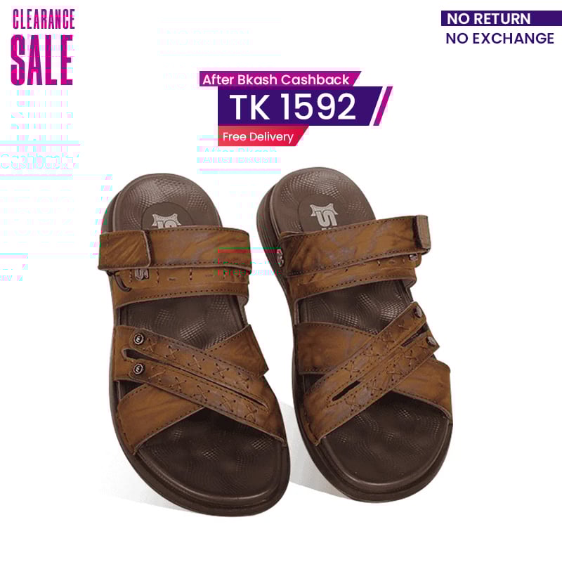 Textured Brown Comfort Sandal SB-S1066- Adjustable Straps
