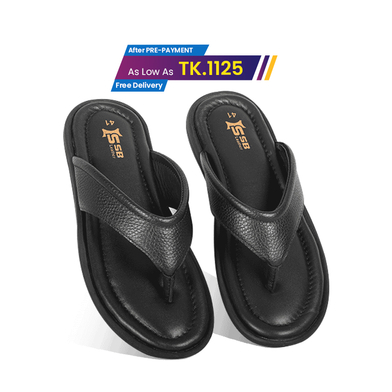 Classic Black Genuine Leather Sandal SB-S1068