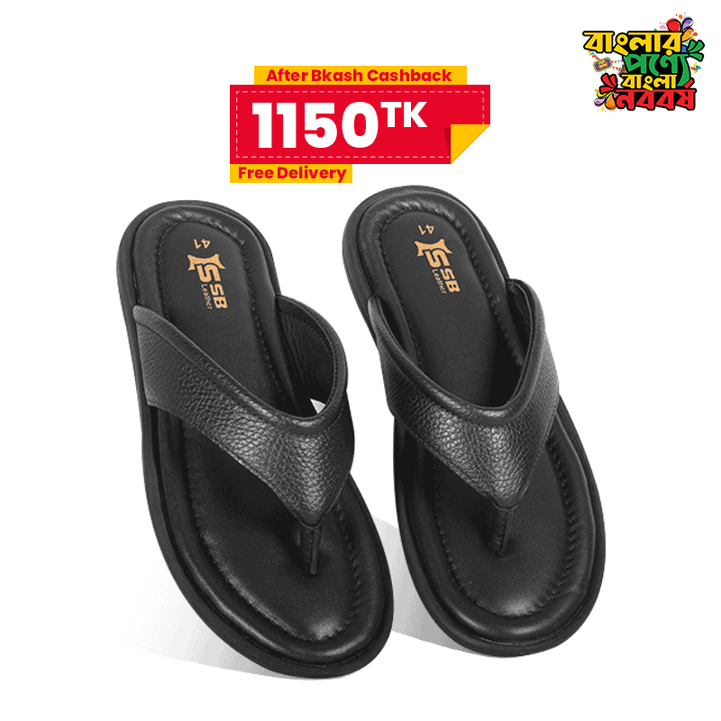 Classic Black Genuine Leather Sandal SB-S1068