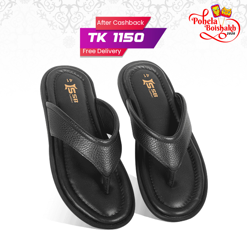 Classic Black Genuine Leather Sandal SB-S1068