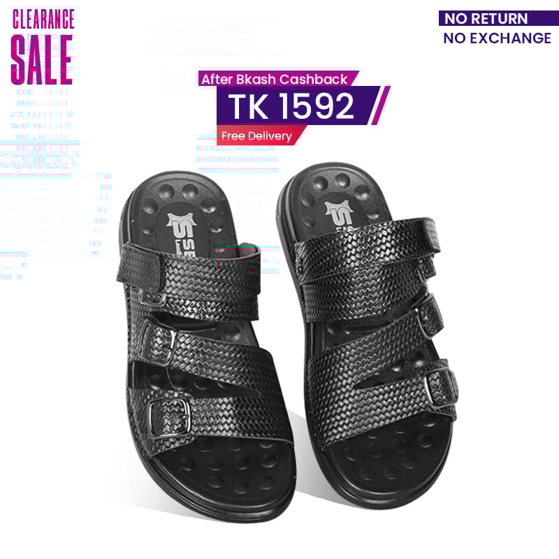 Black Weaved Design Sandal For Men SB-S1072