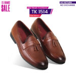 Brown Textured Leather Tassel For Men SB-S787