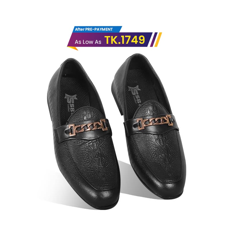 Classic Black Textured Leather Tassel Shoes For Men SB-S928