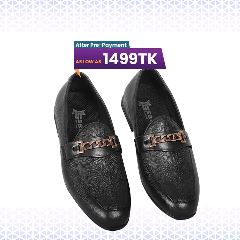 Classic Black Textured Leather Tassel Shoes For Men SB-S928