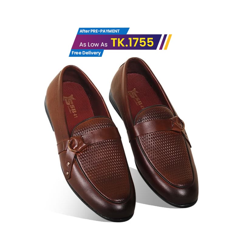 Rich Brown Textured Leather Tassel Formal Shoes For Men SB-S950