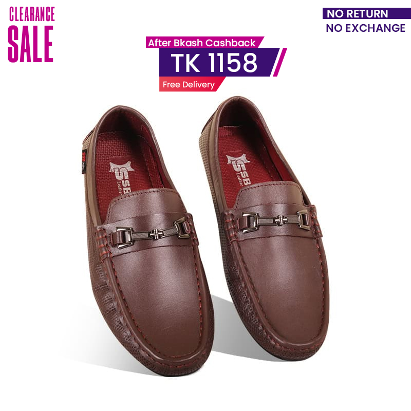 Chocolate Textured Leather Loafer For Men SB-S952