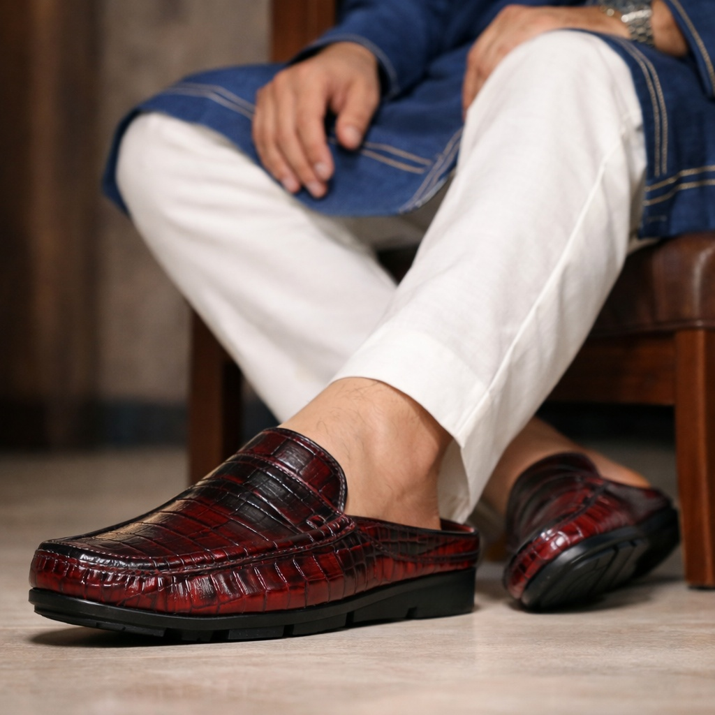 Crocodile Pattern Leather Half Loafers SB-S1084
