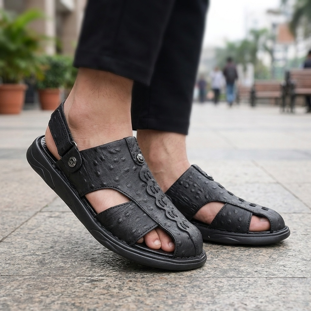 Textured Leather Sandal For Men SB-S1089