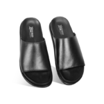 Black Leather Slide Sandal For Men SB-S1100