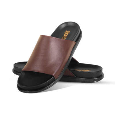 Chocolate Leather Slide Sandal For Men SB-S1101