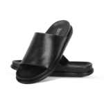 Black Leather Slide Sandal For Men SB-S1100