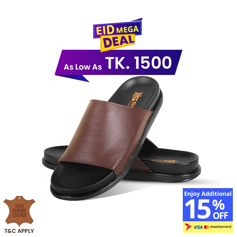 Chocolate Leather Slide Sandal For Men SB-S1101