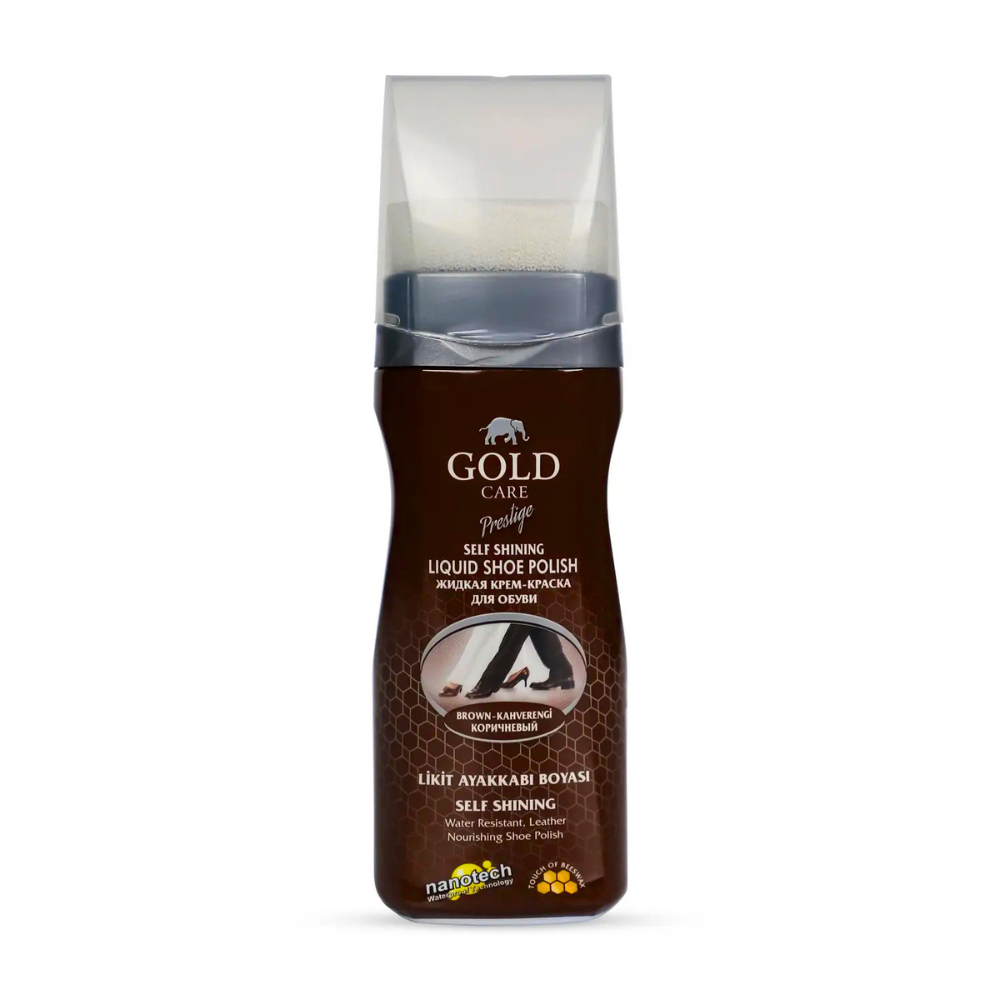 Gold Care Prestige Liquid Shoe Polish 80 ML-Brown