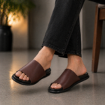 Chocolate Leather Slide Sandal For Men SB-S1101