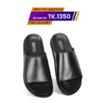 Black Leather Slide Sandal For Men SB-S1100