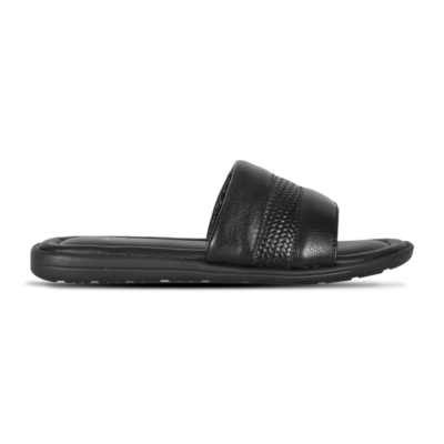 Black Woven Pattern Leather Slide Sandal For Men SB-S1110