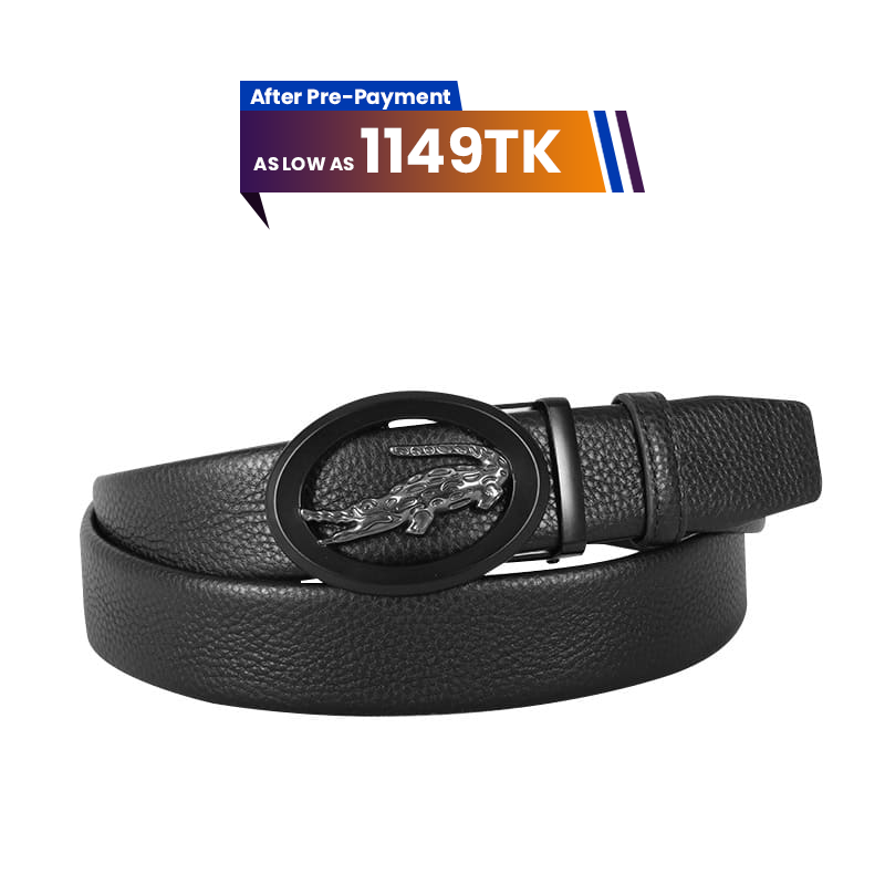 Croco Style Black Leather Gear Belt For Men SB-IB049