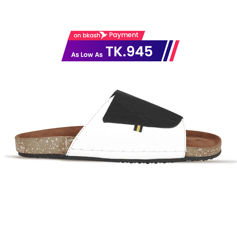 Black And White Suede Slide Sandal For Men MF21