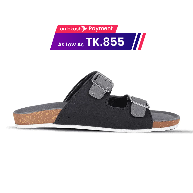 Grey Double-Buckle Slide Sandal MF24