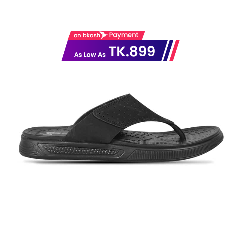 Black Comfort Leather Sandal For Men SB-S1005