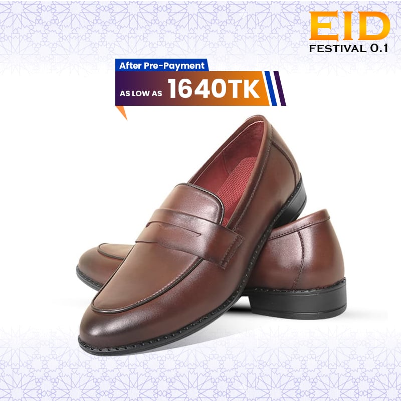 Antique Brown Leather Penny Loafer Shoes For Men SB-S1010