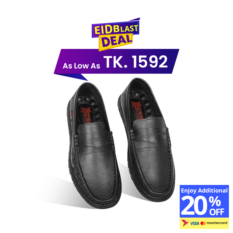 Black Leather Casual Shoes For Men SB-S1015