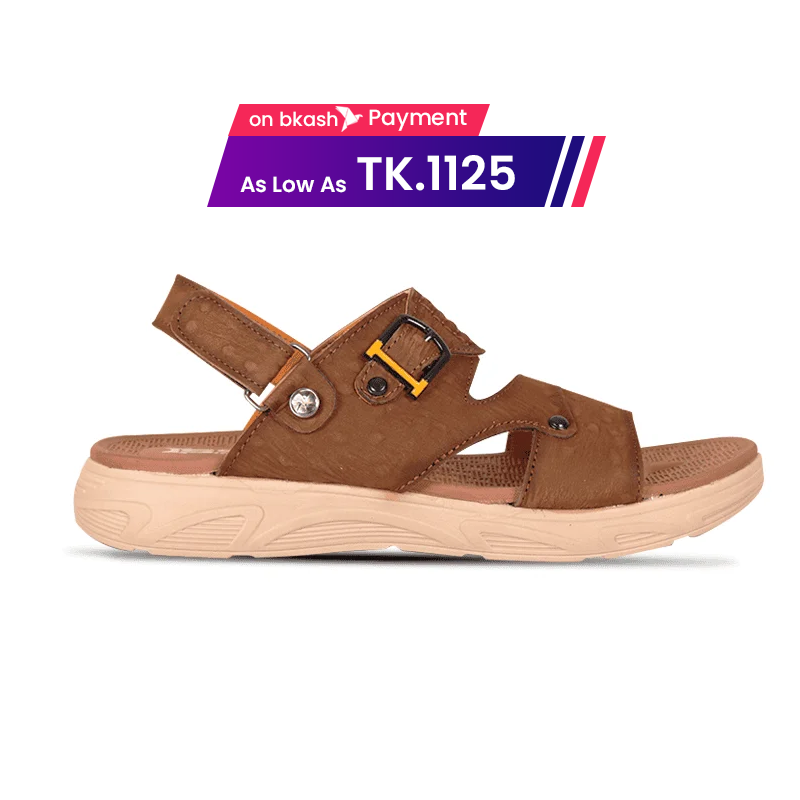 Textured Brown Leather Sandal For Men SB-S1047