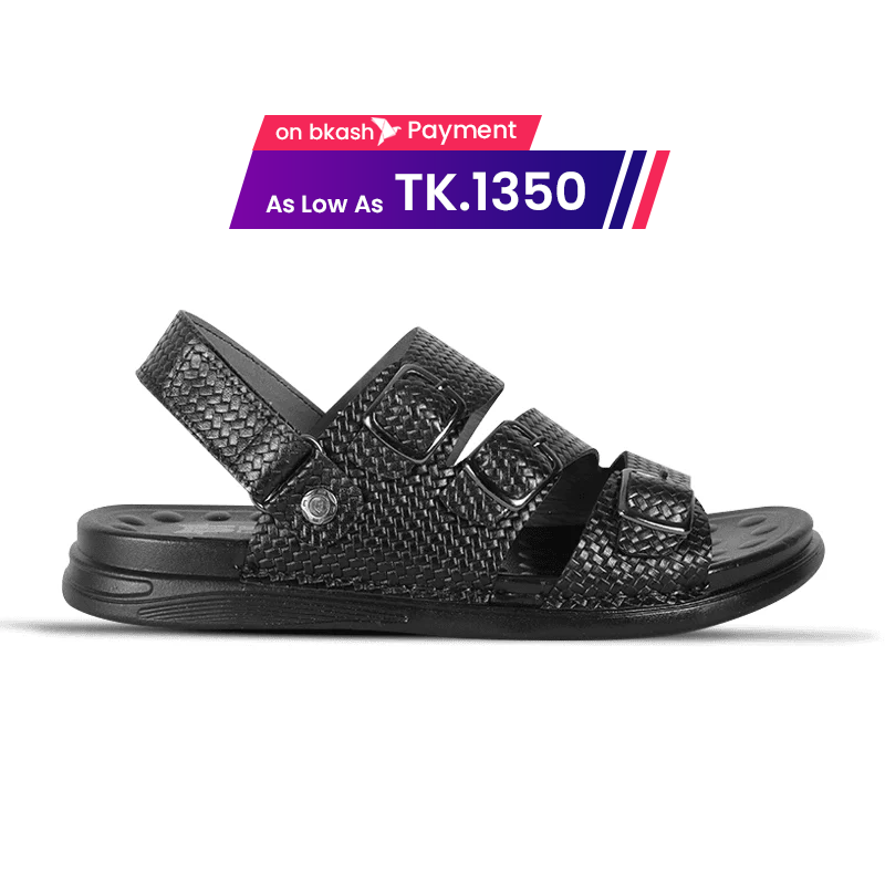 Black Weaved Design Sandal For Men SB-S1072