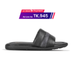 Black Textured Leather Slide Sandal For Men SB-S1094