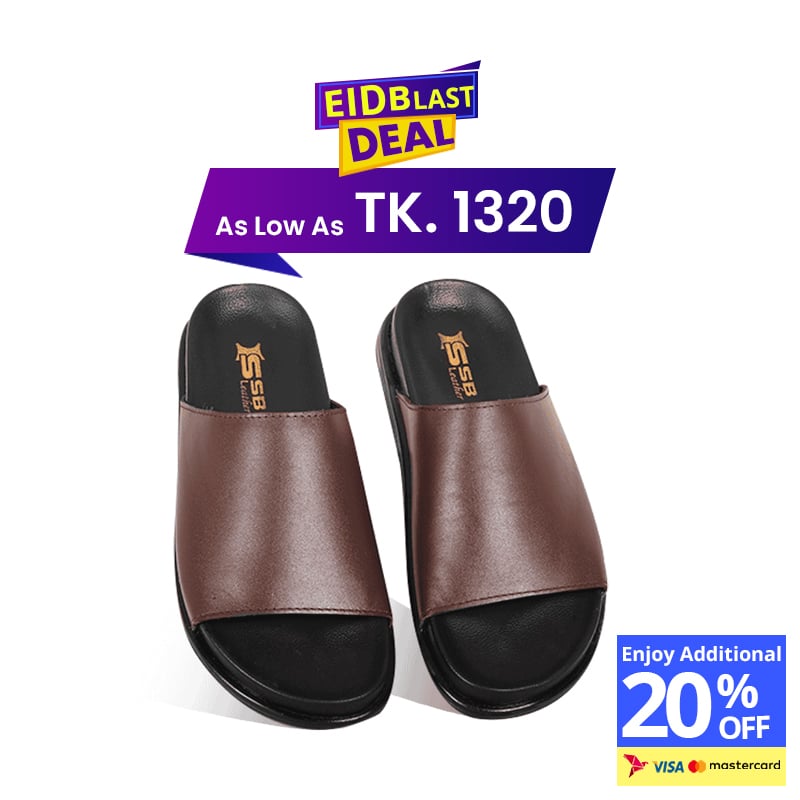 Chocolate Leather Slide Sandal For Men SB-S1101