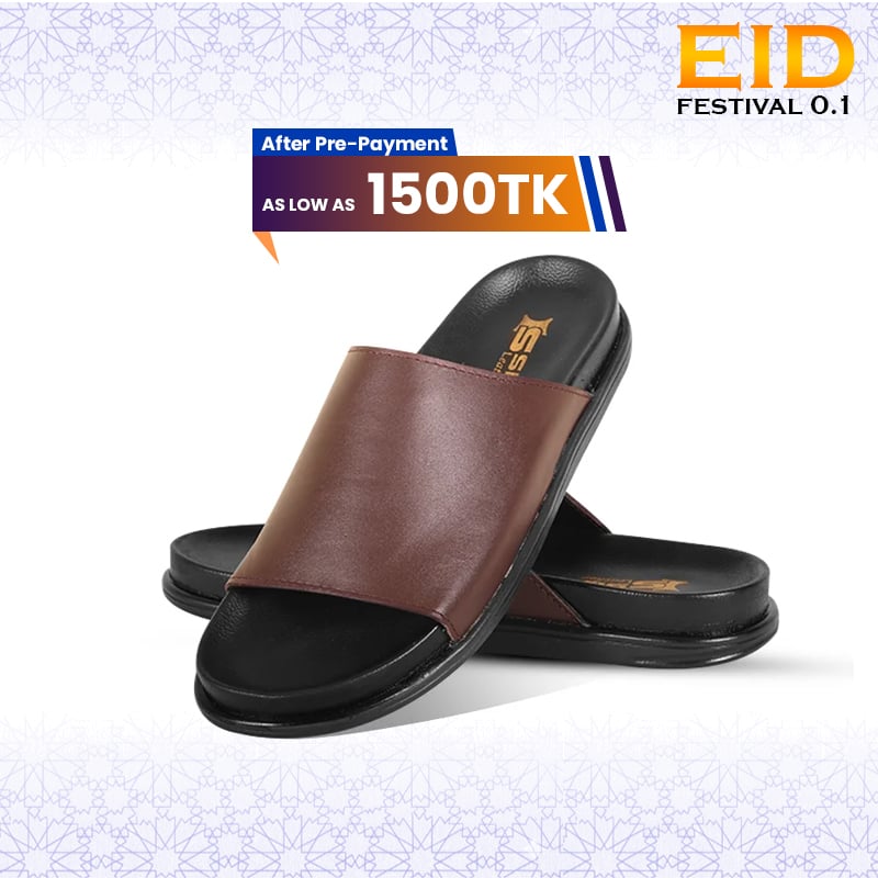 Chocolate Leather Slide Sandal For Men SB-S1101