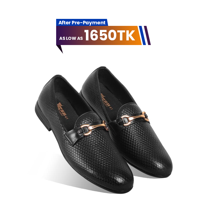 Black Textured Leather Tassel For Men SB-S785