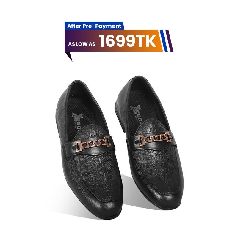 Classic Black Textured Leather Tassel Shoes For Men SB-S928